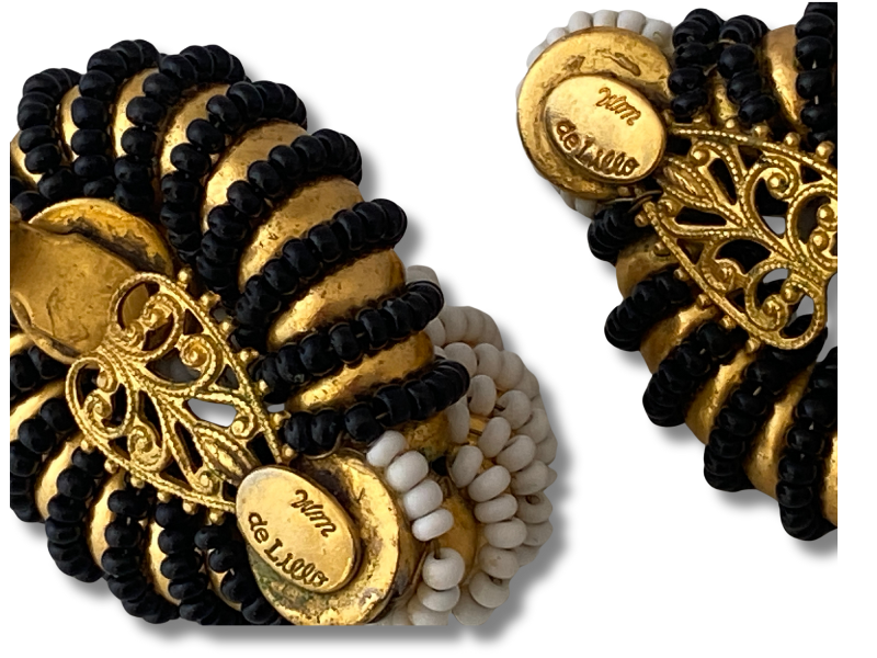 WILLIAM DE LILLO Gold Hoop Earrings with Beaded Detail