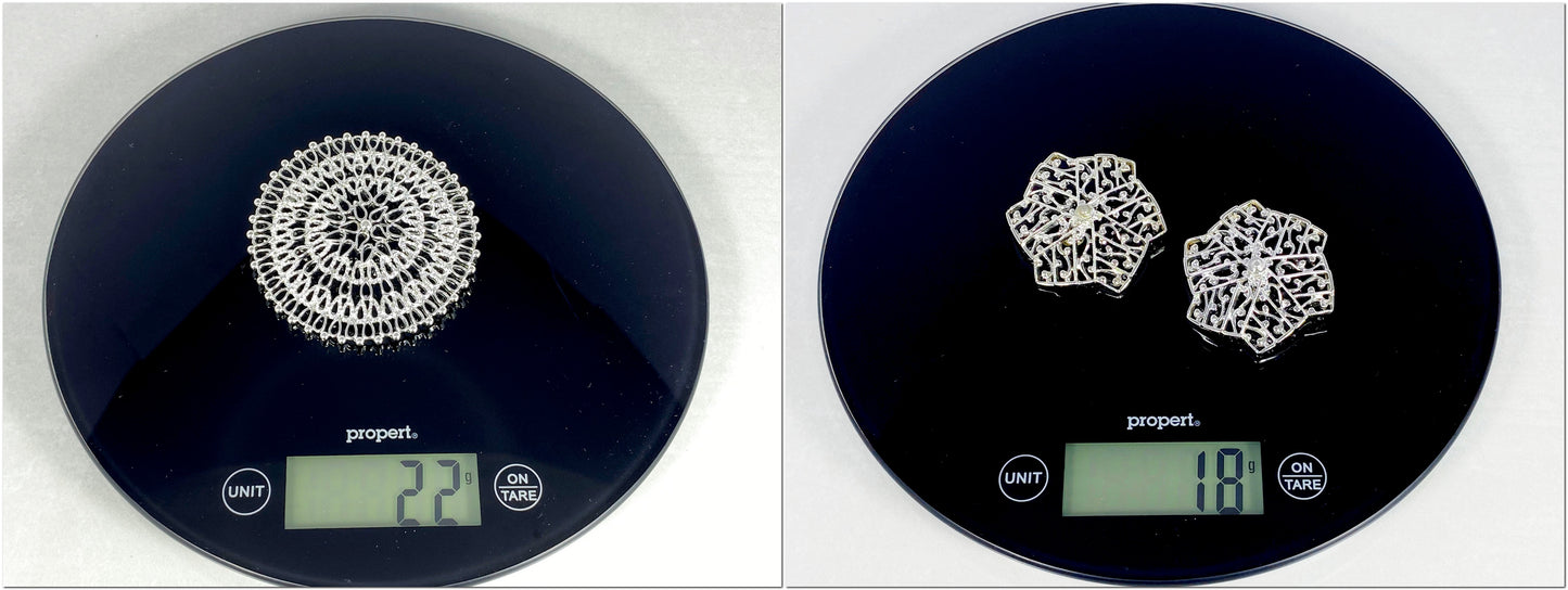 SARAH COVENTRY Silver-Tone Open-Weave Brooch & Earring Set - Busy Bowerbird