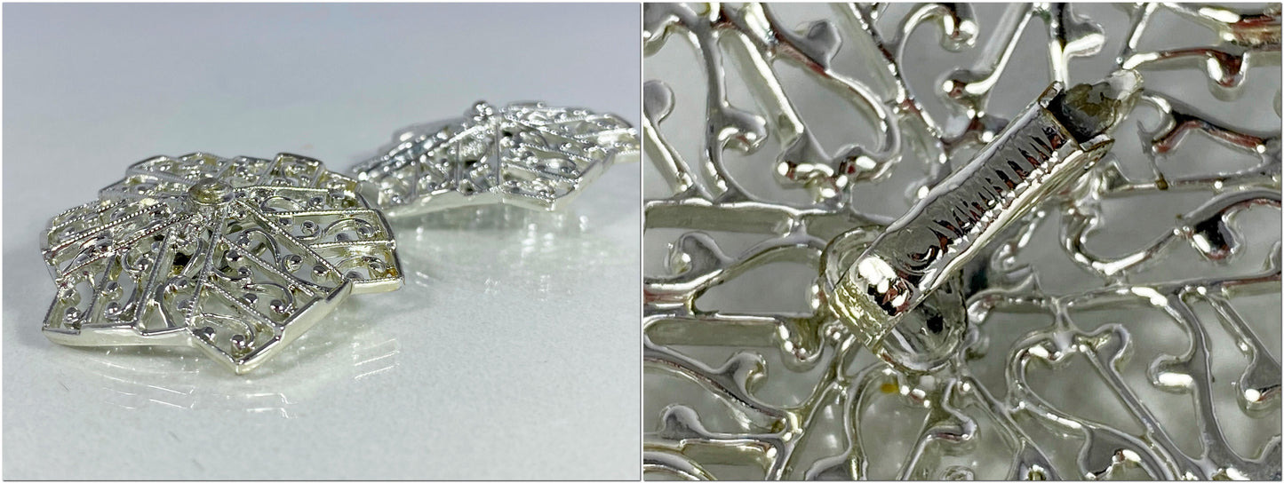 SARAH COVENTRY Silver-Tone Open-Weave Brooch & Earring Set - Busy Bowerbird