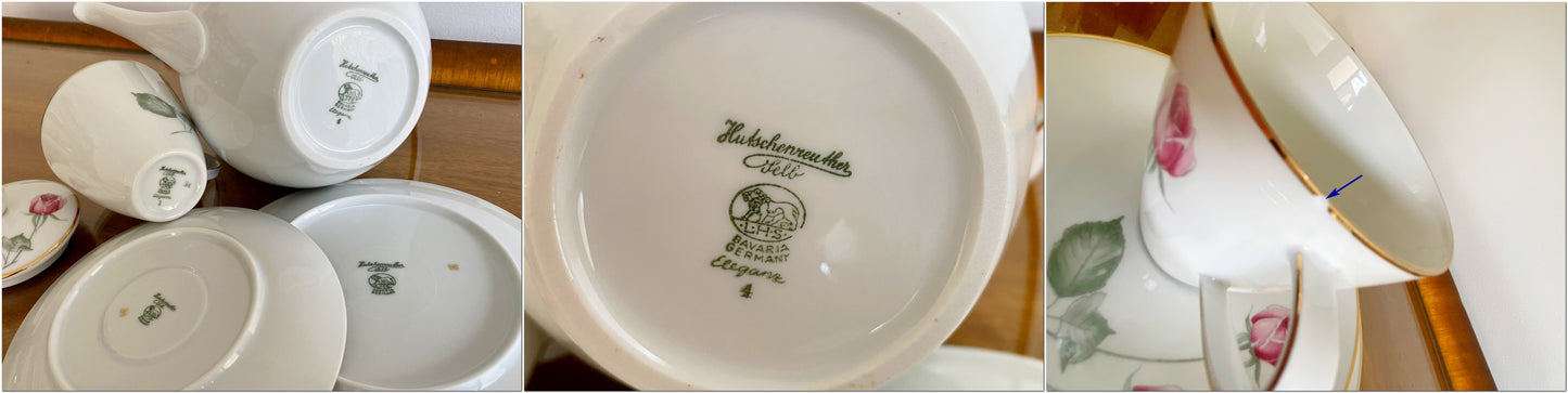Vintage 22-Piece Hutschenreuther 'American Beauty' Rose Pattern Coffee Service - Busy Bowerbird