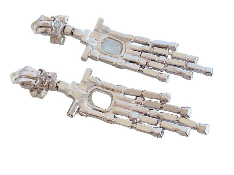 1970s WILLIAM DE LILLO Huge Diamante Chandelier Earrings | Highly Collectible