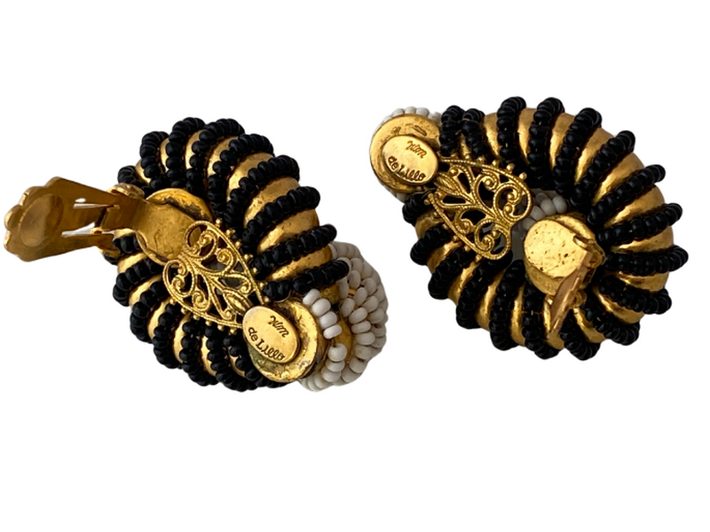 WILLIAM DE LILLO Gold Hoop Earrings with Beaded Detail