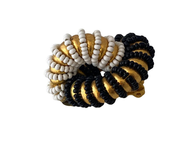 WILLIAM DE LILLO Gold Hoop Earrings with Beaded Detail
