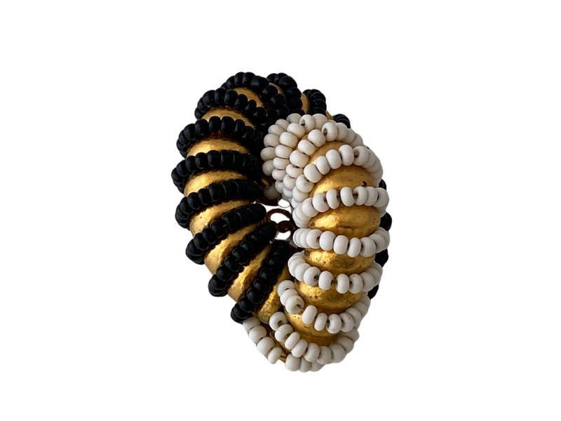 WILLIAM DE LILLO Gold Hoop Earrings with Beaded Detail