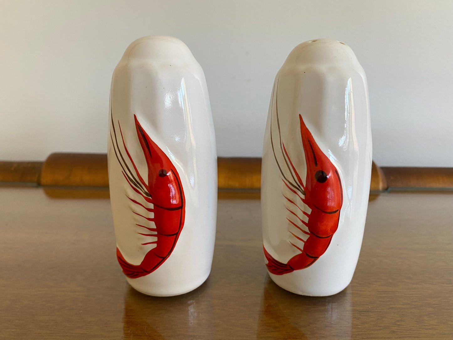 1950s DIANA POTTERY Shrimp Salt & Pepper Shakers & Mustard Pot | IOB - Busy Bowerbird