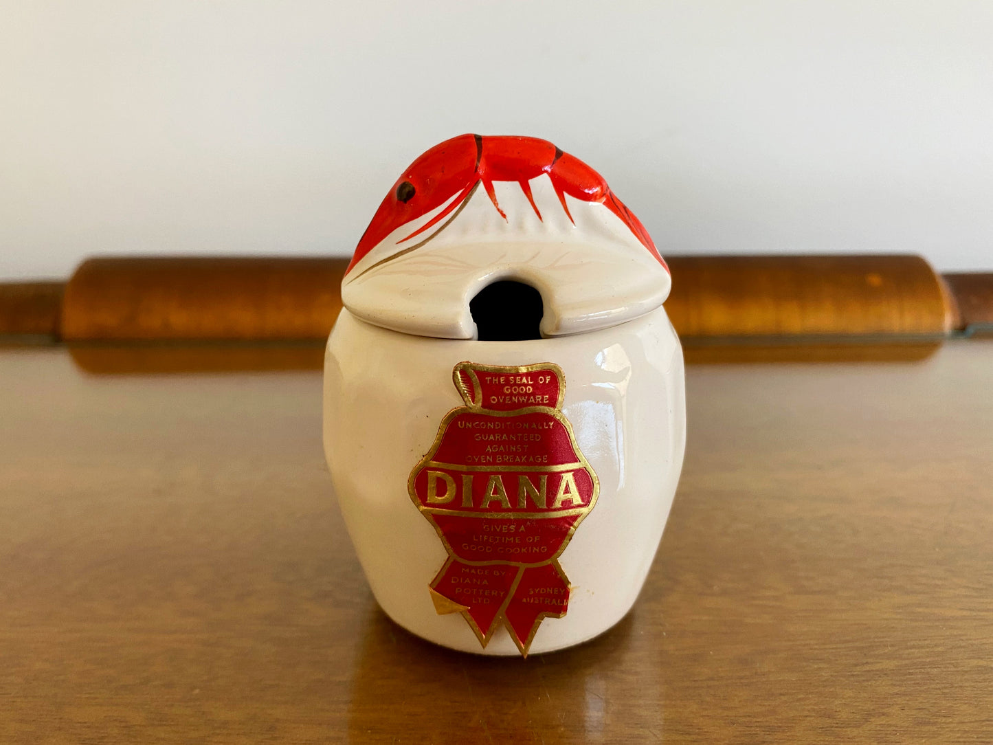 1950s DIANA POTTERY Shrimp Salt & Pepper Shakers & Mustard Pot | IOB - Busy Bowerbird