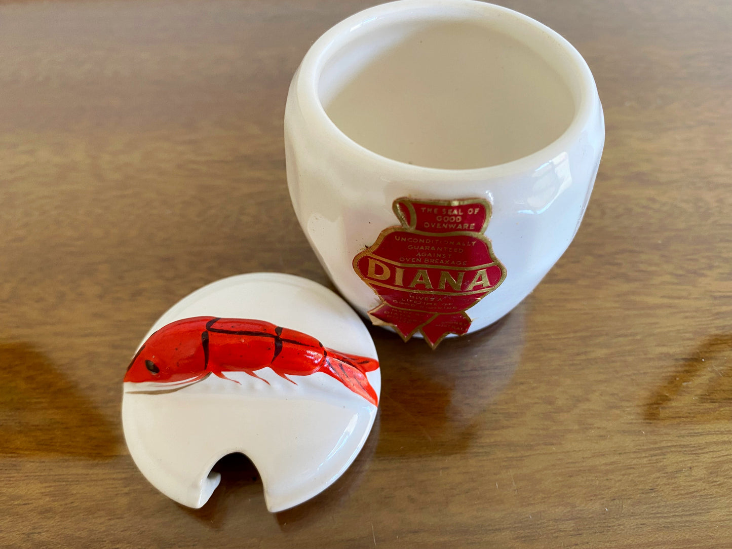 1950s DIANA POTTERY Shrimp Salt & Pepper Shakers & Mustard Pot | IOB - Busy Bowerbird