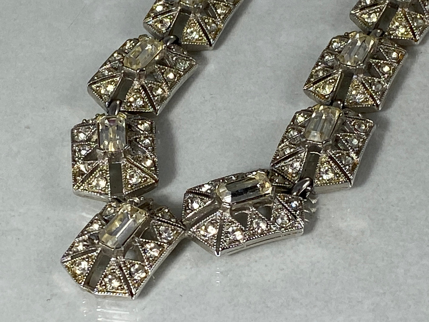 1940s BOGOFF Art Deco Rhinestone Pendant Choker & Earring Set - Busy Bowerbird