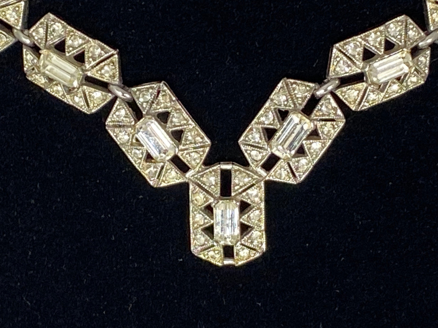 1940s BOGOFF Art Deco Rhinestone Pendant Choker & Earring Set - Busy Bowerbird