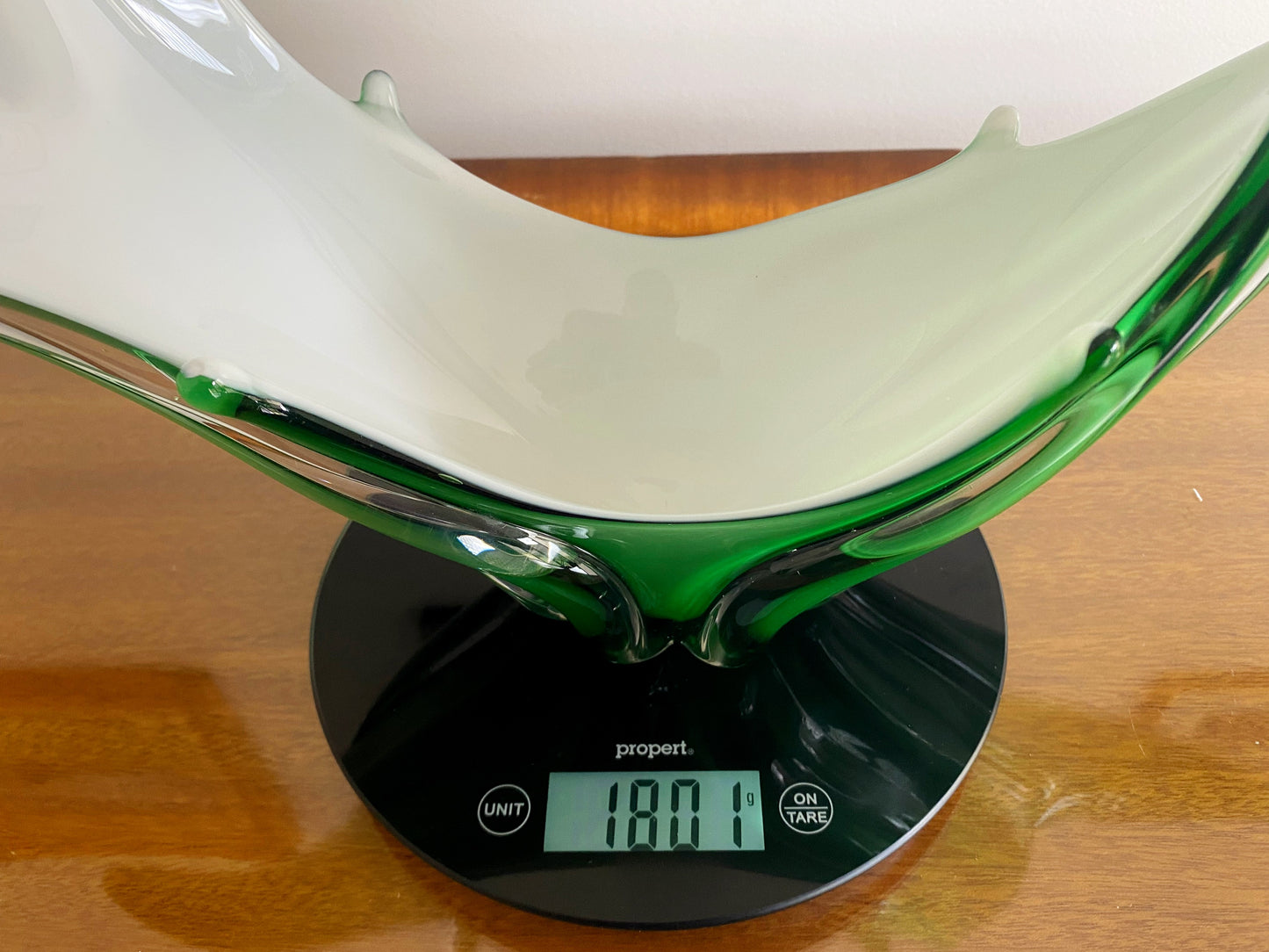 Vintage Green and White Cased Glass Bowl, Vase, Centerpiece | Spectacular! - Busy Bowerbird