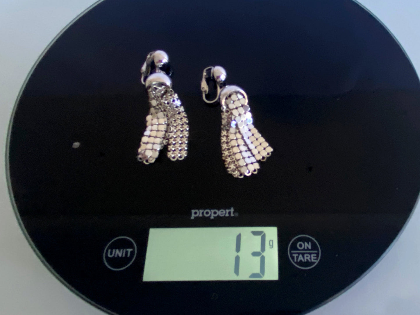 WHITING & DAVIS Silver Mesh Bib Necklace | Matching Dangle Earrings