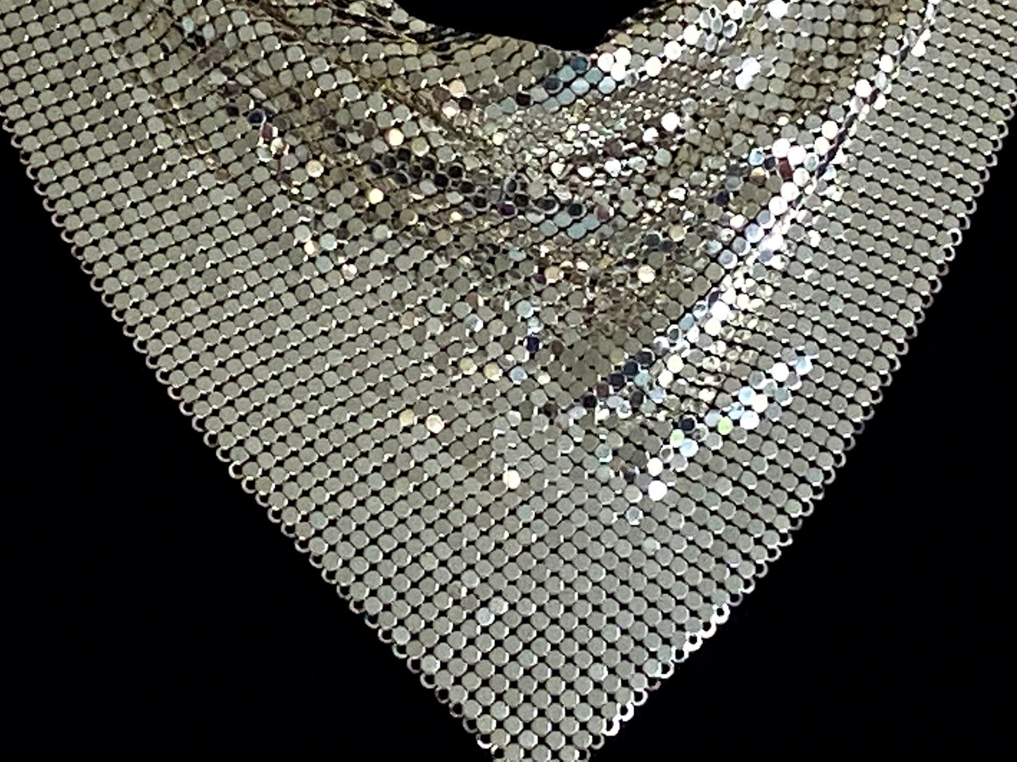 WHITING & DAVIS Silver Mesh Bib Necklace | Matching Dangle Earrings