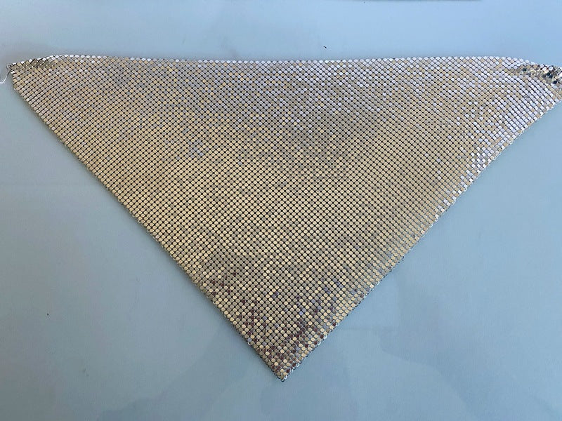 1970s WHITING DAVIS Silver Mesh Bib Necklace