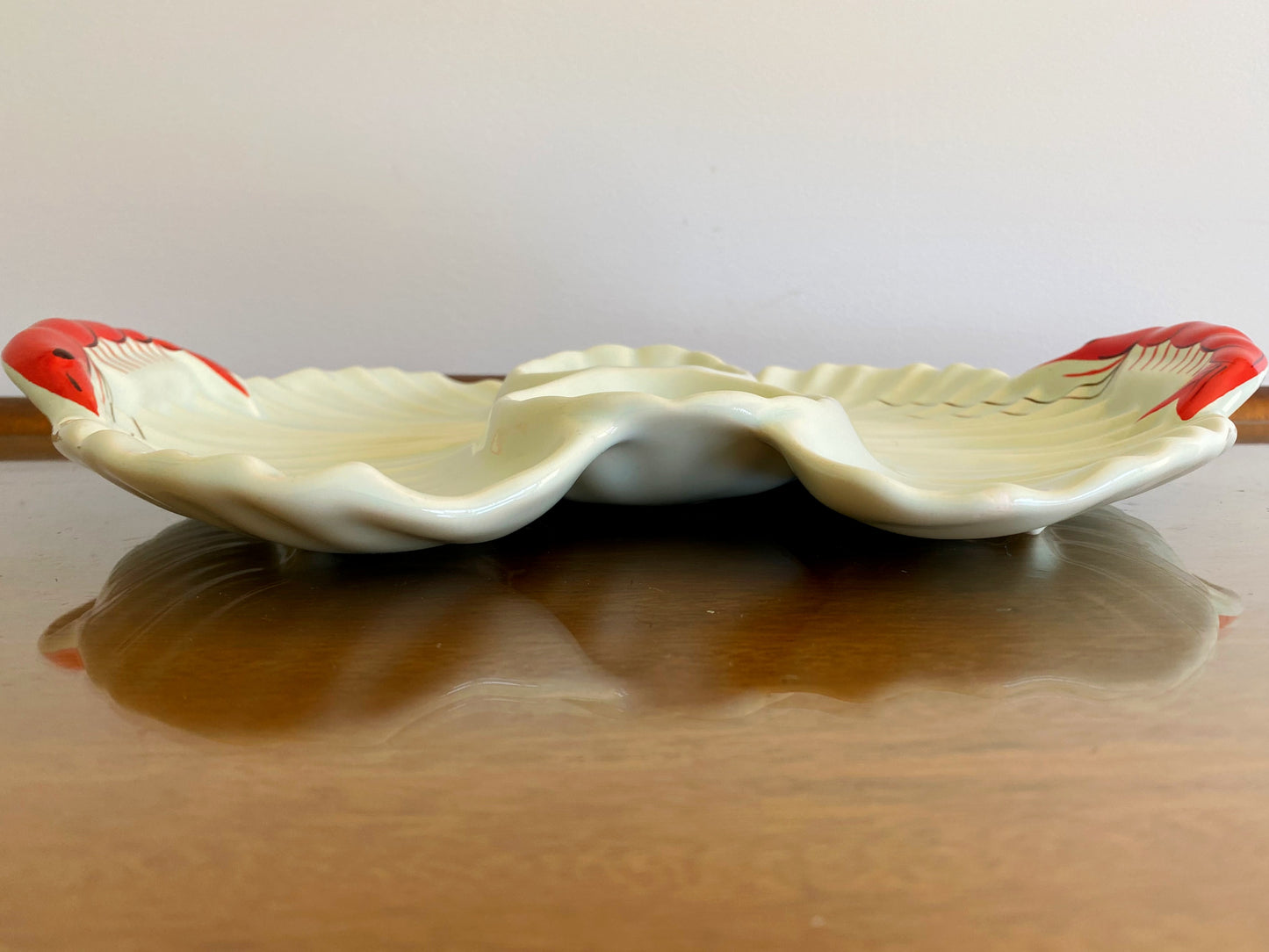 1950s DIANA POTTERY Shrimp-Handled, Shell-Shaped Divided Serving Dish - Busy Bowerbird