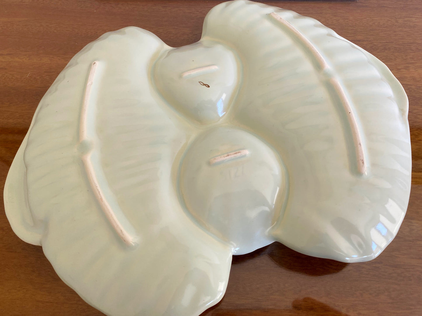 1950s DIANA POTTERY Shrimp-Handled, Shell-Shaped Divided Serving Dish - Busy Bowerbird
