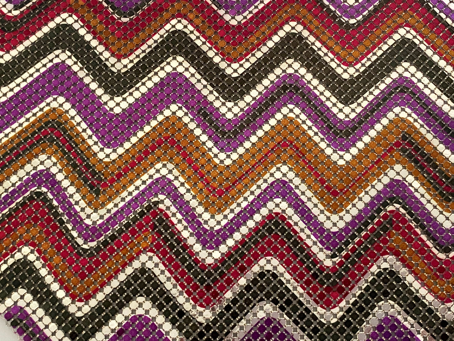 1980s WHITING & DAVIS Multi-Colored Chevron Mesh Bib Necklace | Rare! - Busy Bowerbird