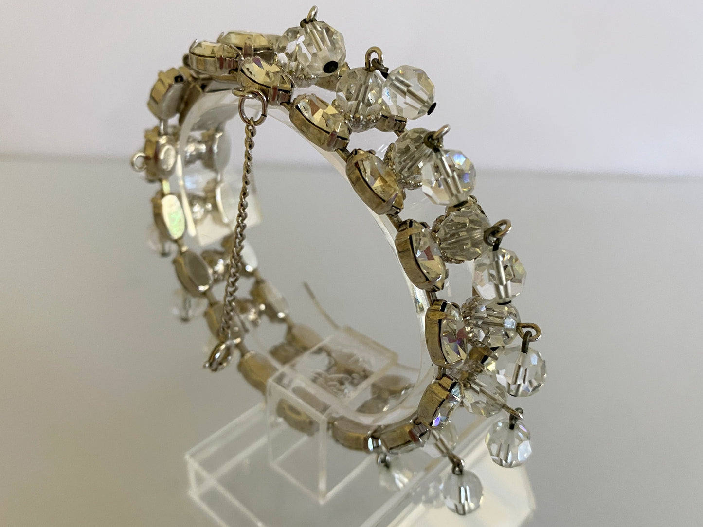 1950s JOSEPH WIESNER NY | Rhodium-Plated Crystal & Glass Parure | Original Box - Busy Bowerbird
