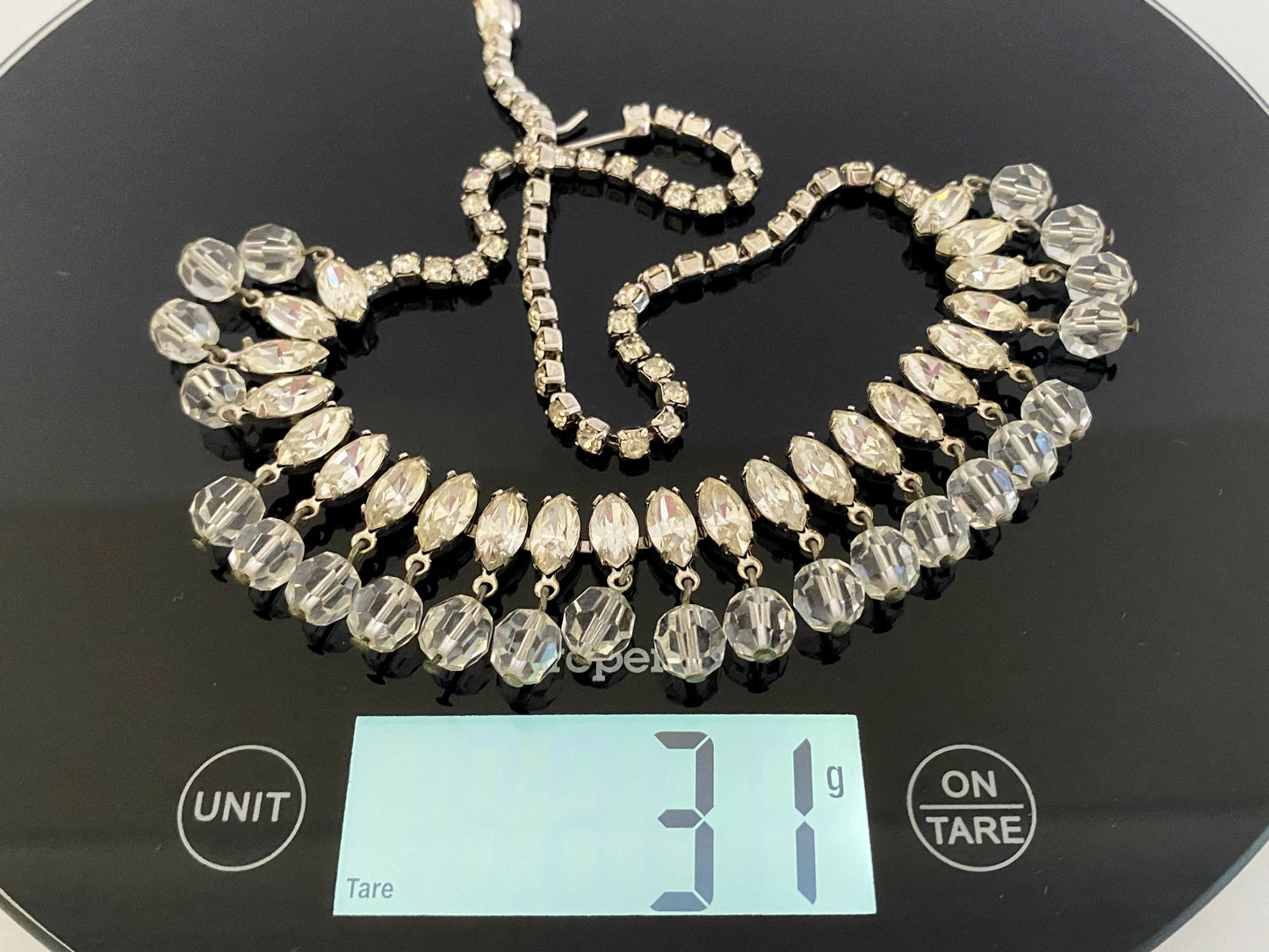 1950s JOSEPH WIESNER NY | Rhodium-Plated Crystal & Glass Parure | Original Box - Busy Bowerbird