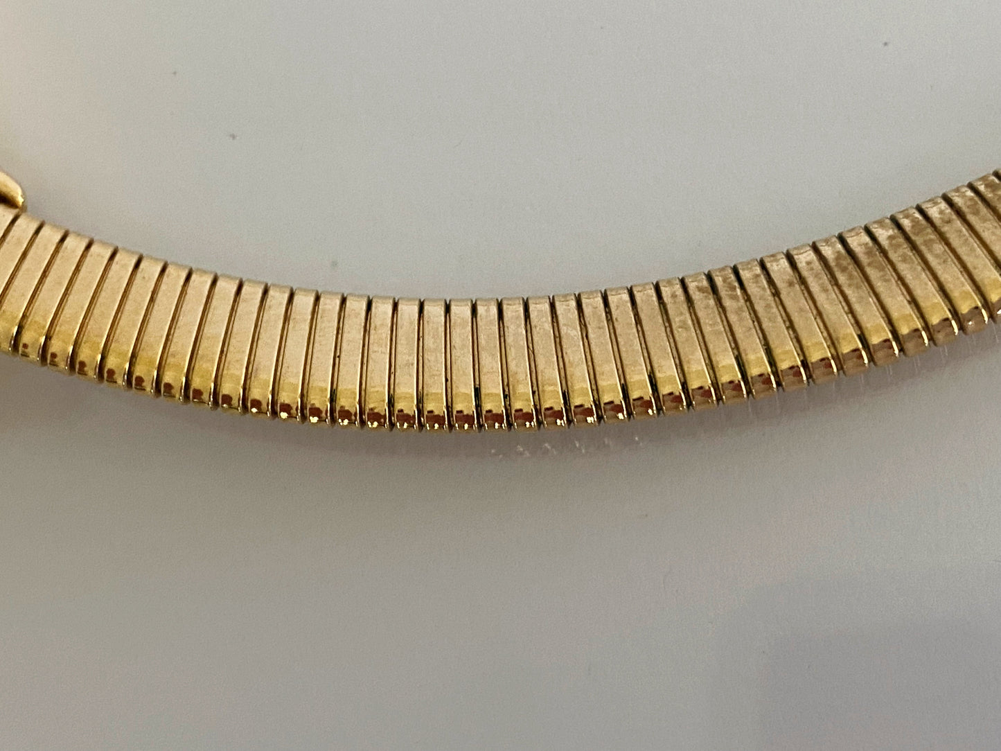 Vintage TRIFARI Gold-Plated Omega Necklace with White Cabochon - Busy Bowerbird