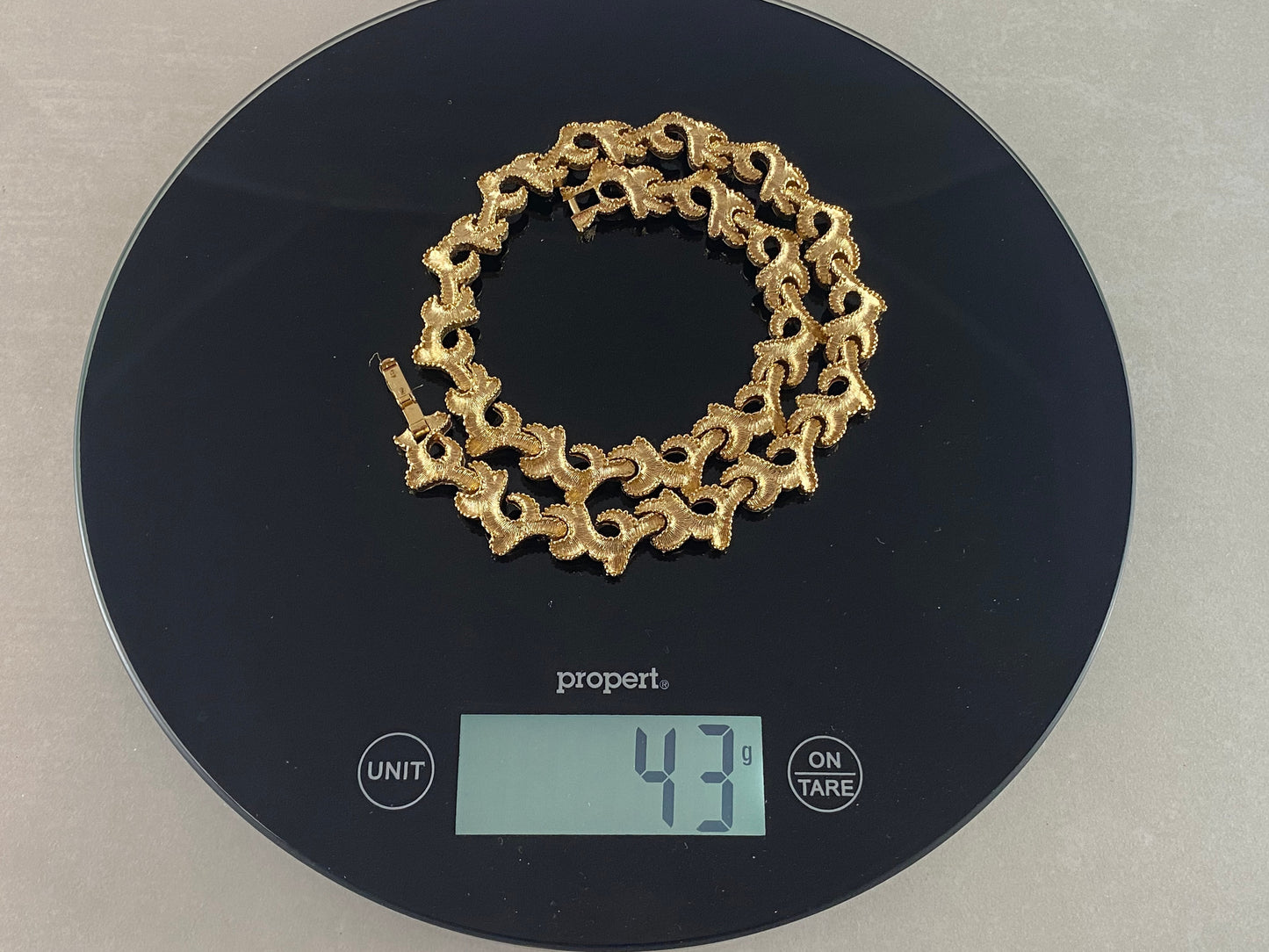 1960s CROWN TRIFARI Gold-Plated Choker Necklace | Coral-Shaped Links - Busy Bowerbird