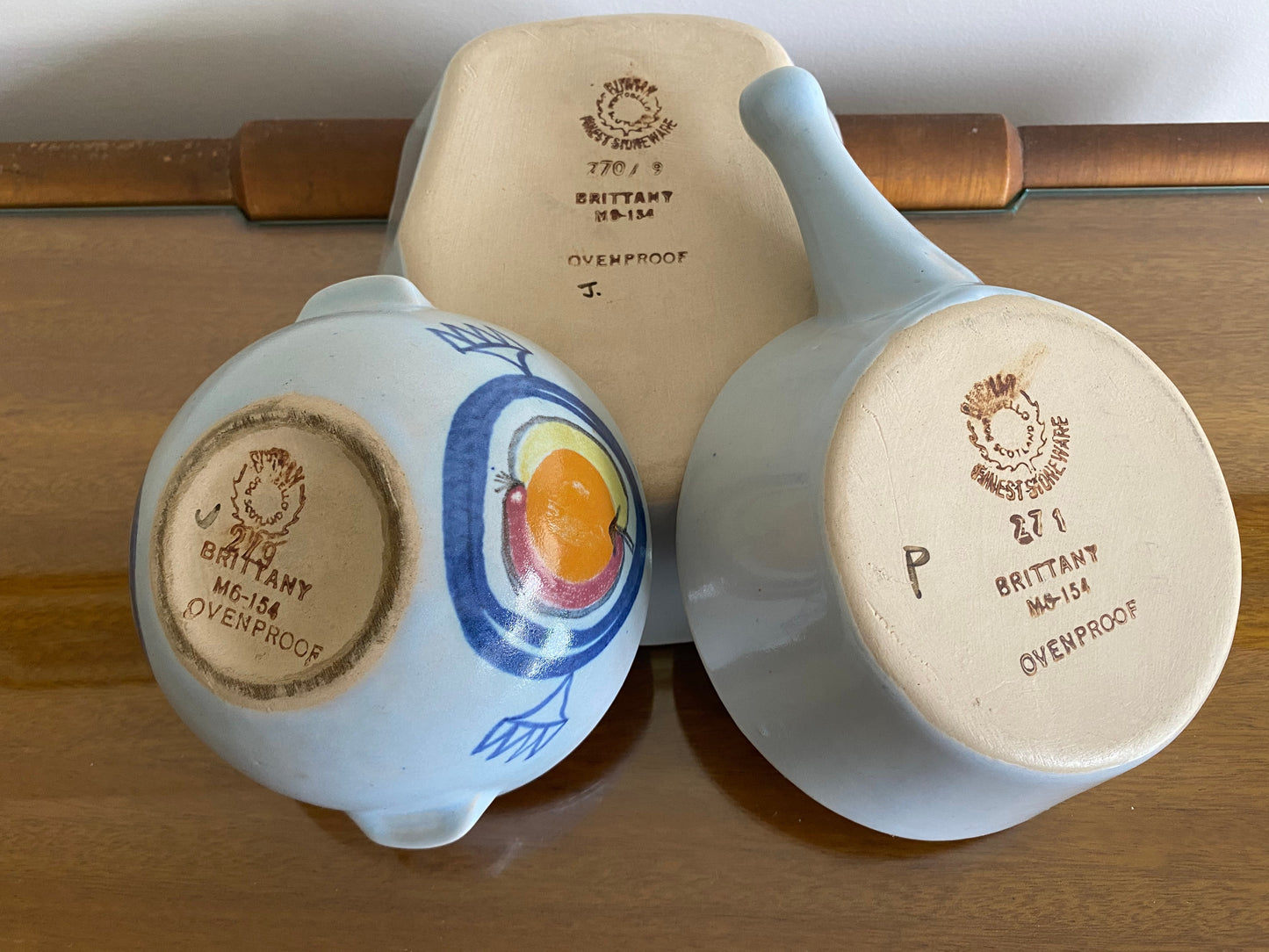 Three Small 1950s BUCHAN Mid-Century Stoneware Ovenproof Dishes - Busy Bowerbird