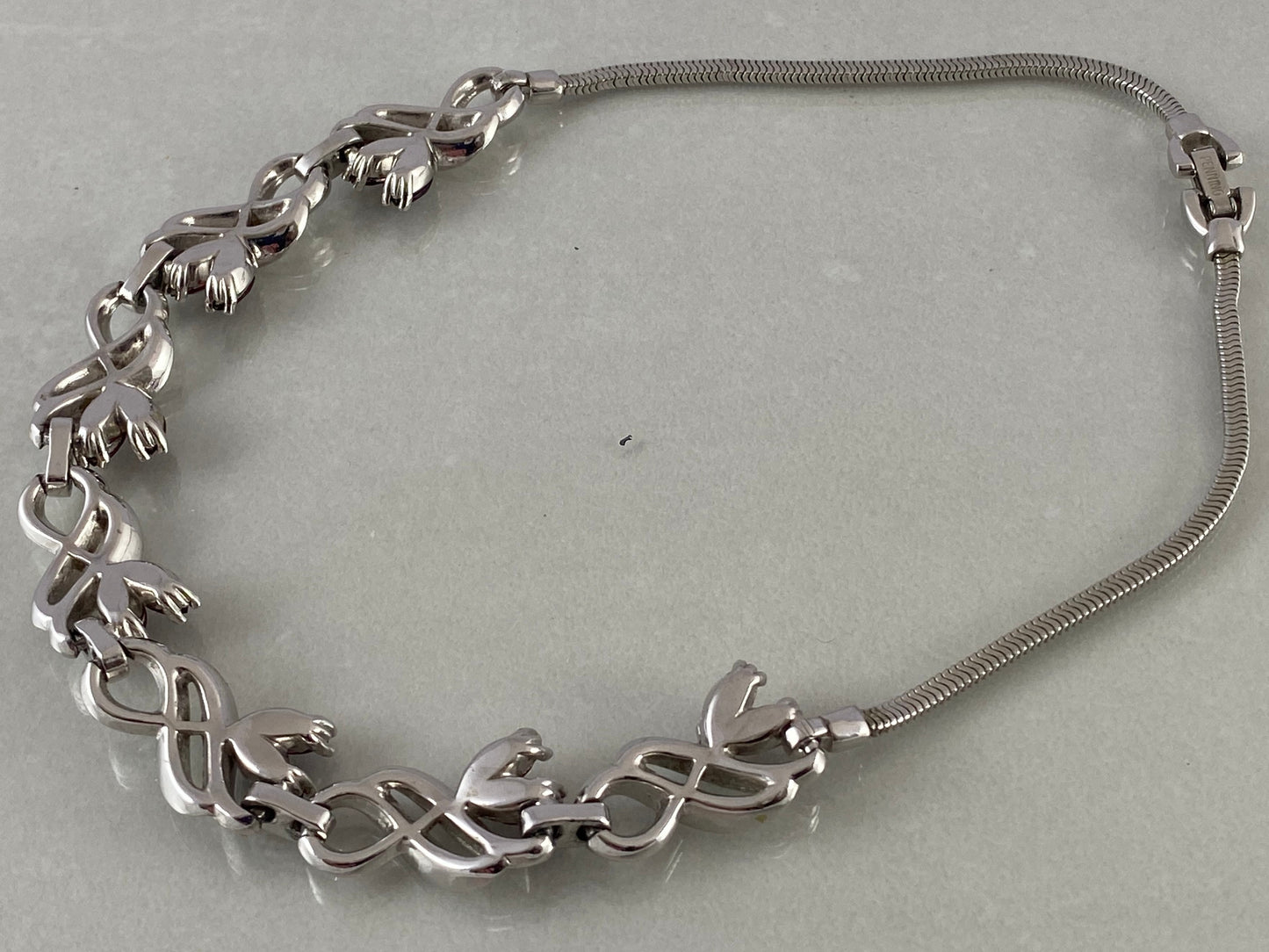 PENNINO Silver-Tone Choker Necklace with Ruby-Red Rhinestones - Busy Bowerbird