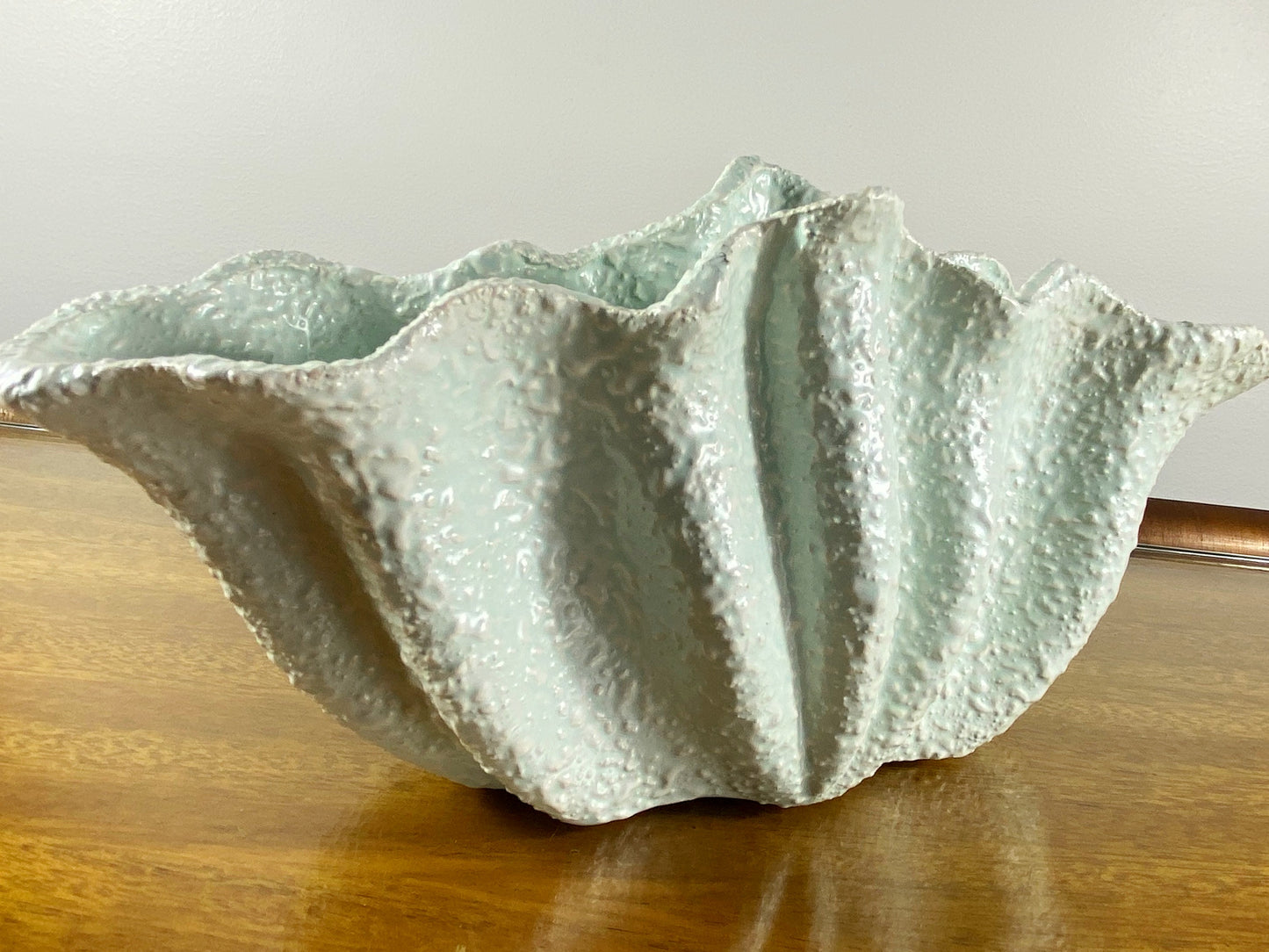Vintage 1950s PATES POTTERIES SYDNEY Light Blue, Clam-Shaped Vase - Busy Bowerbird