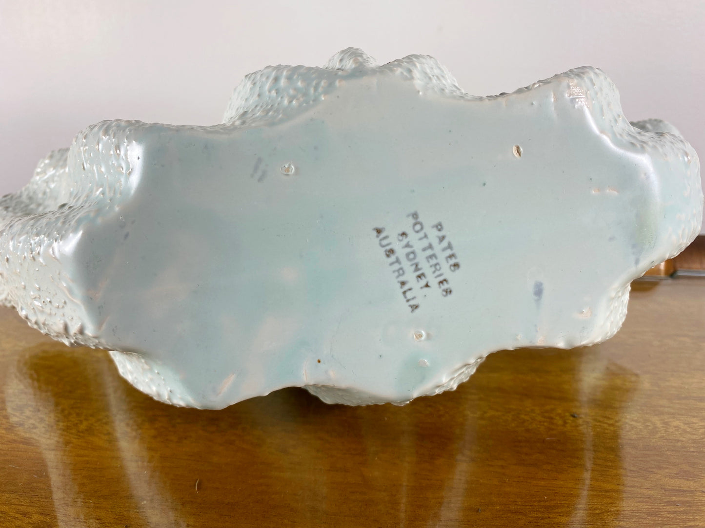 Vintage 1950s PATES POTTERIES SYDNEY Light Blue, Clam-Shaped Vase - Busy Bowerbird
