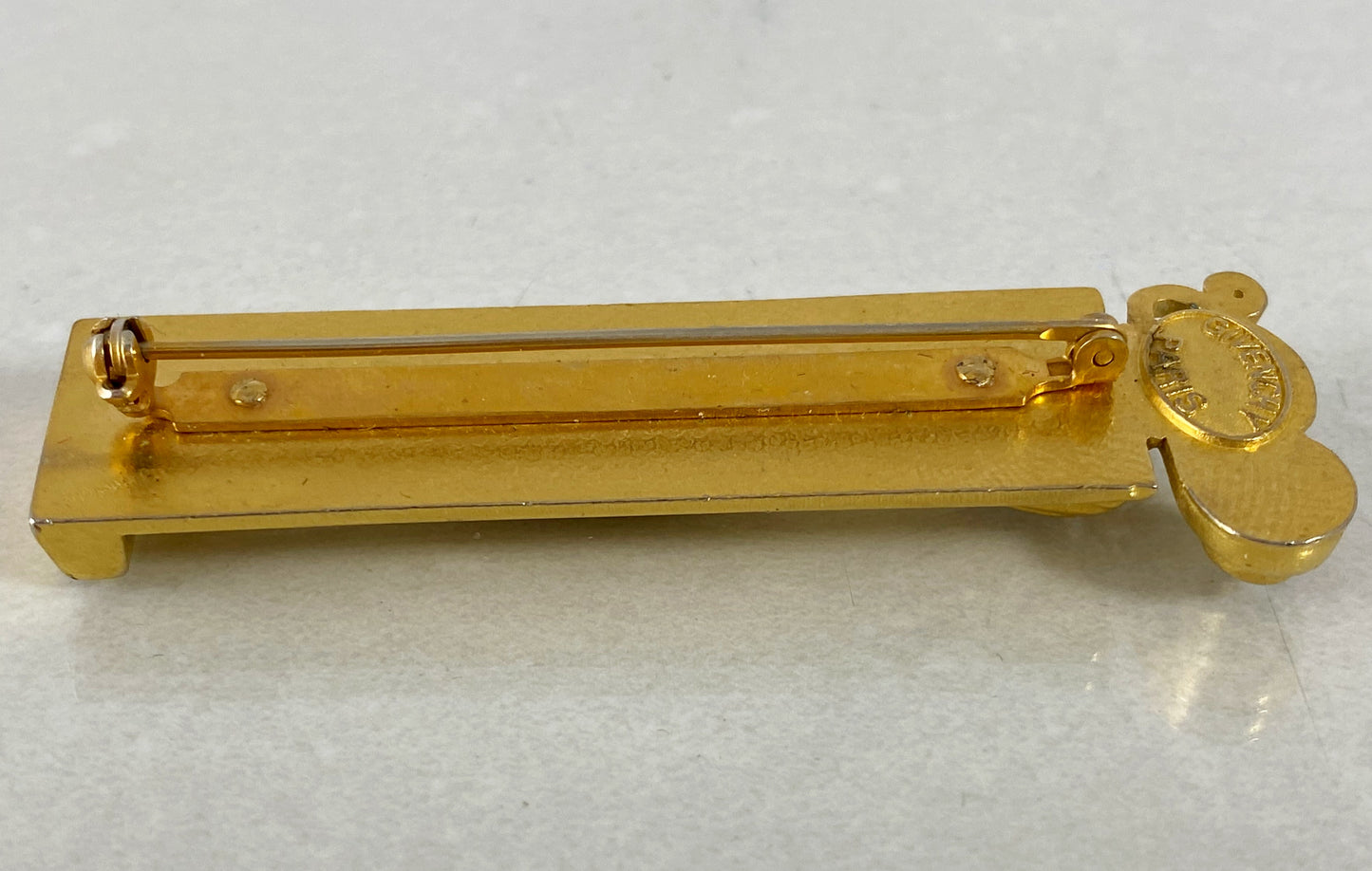 GIVENCHY Gold-Plated 'ORGANZA' 3-D Perfume Bottle Brooch Pin - Busy Bowerbird