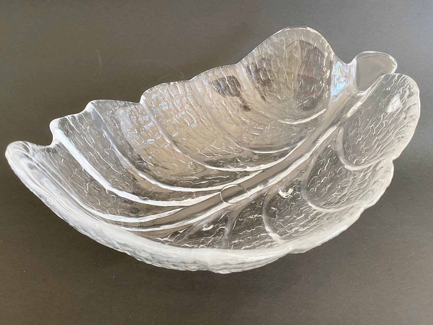 1980s ORREFORS Eden Collection Leaf-Shaped Serving Bowl