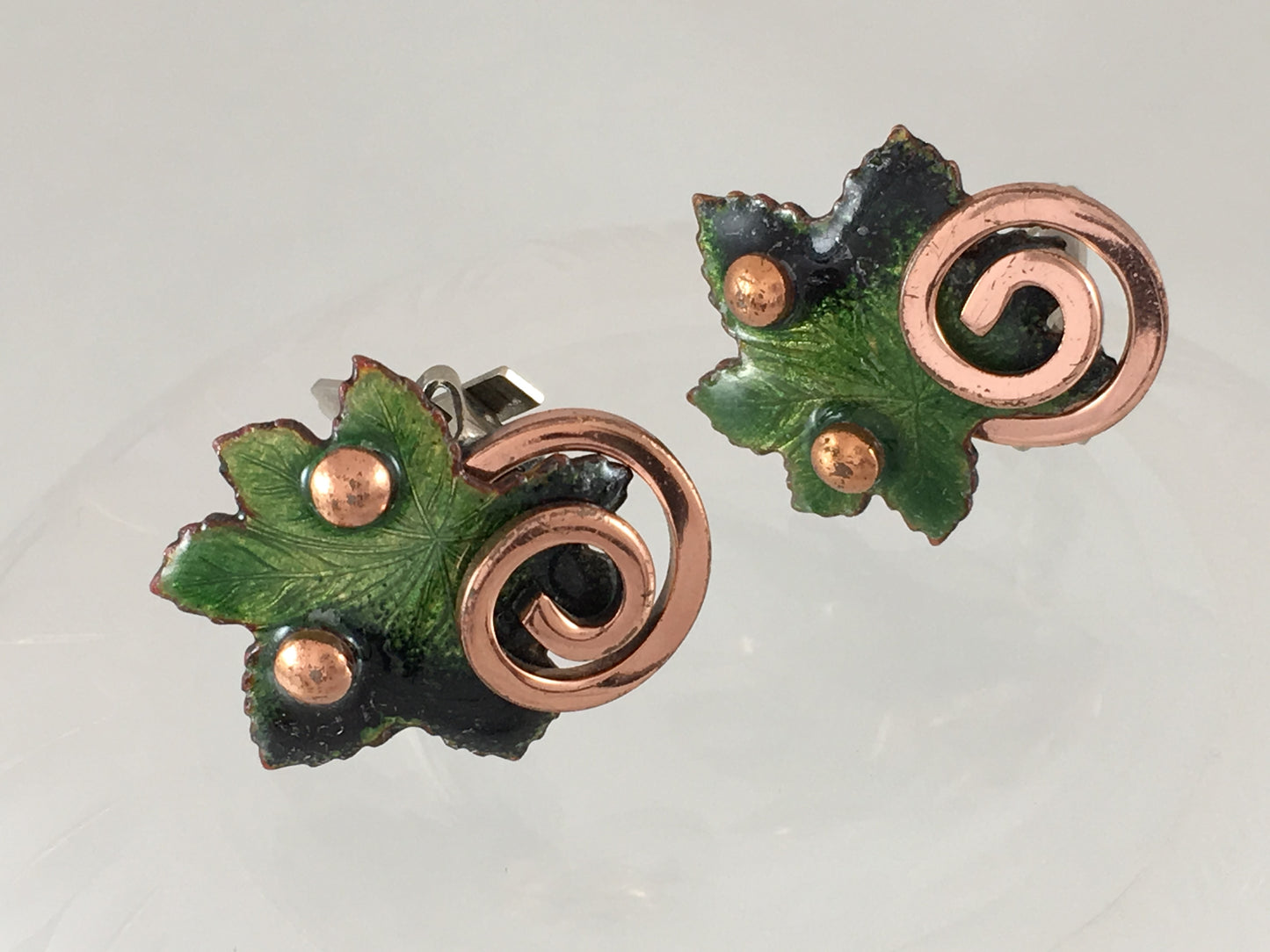 Matisse Copper Jewelry Enameled Brooch & Earring Set
