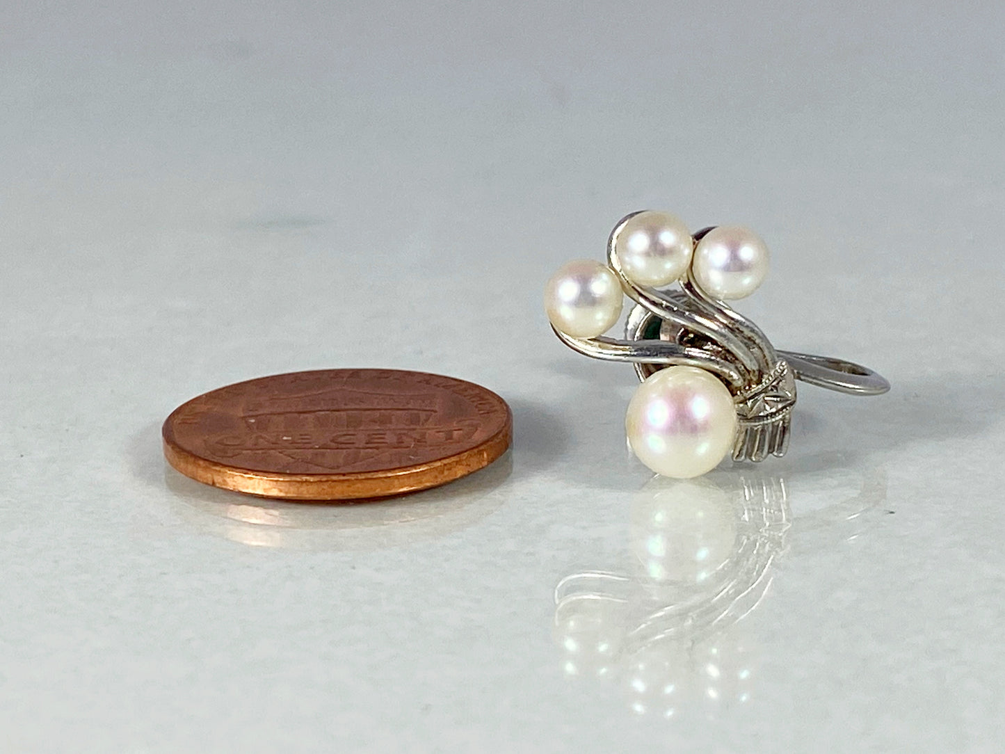 1950s Sterling Silver Earrings with Cultivated Pearls | Classic Elegance! - Busy Bowerbird
