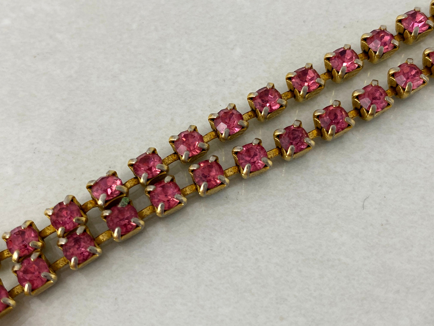 1950s Pink Rhinestone Necklace & Earring Set | Vintage Beauty! - Busy Bowerbird