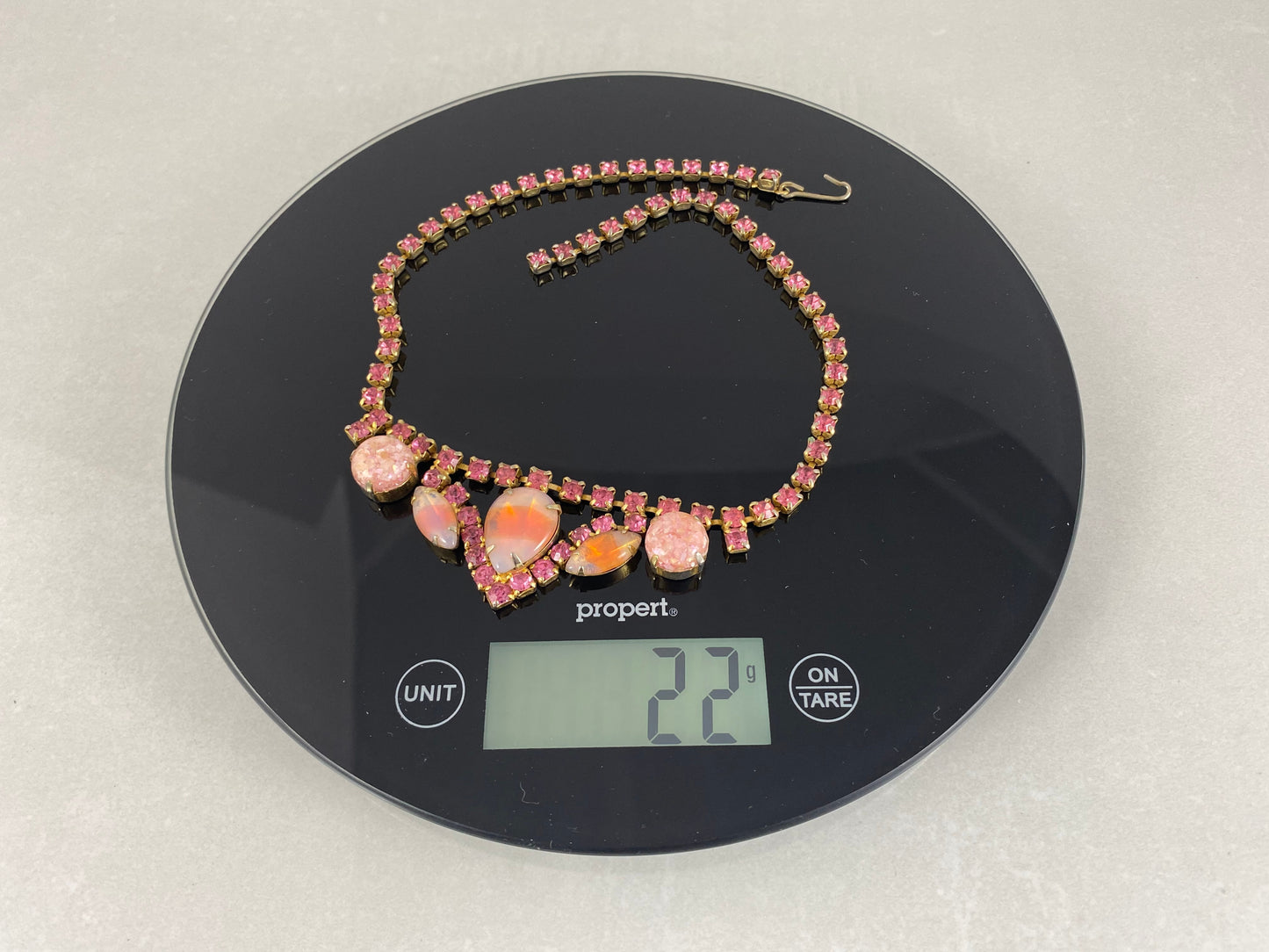 1950s Pink Rhinestone Necklace & Earring Set | Vintage Beauty! - Busy Bowerbird