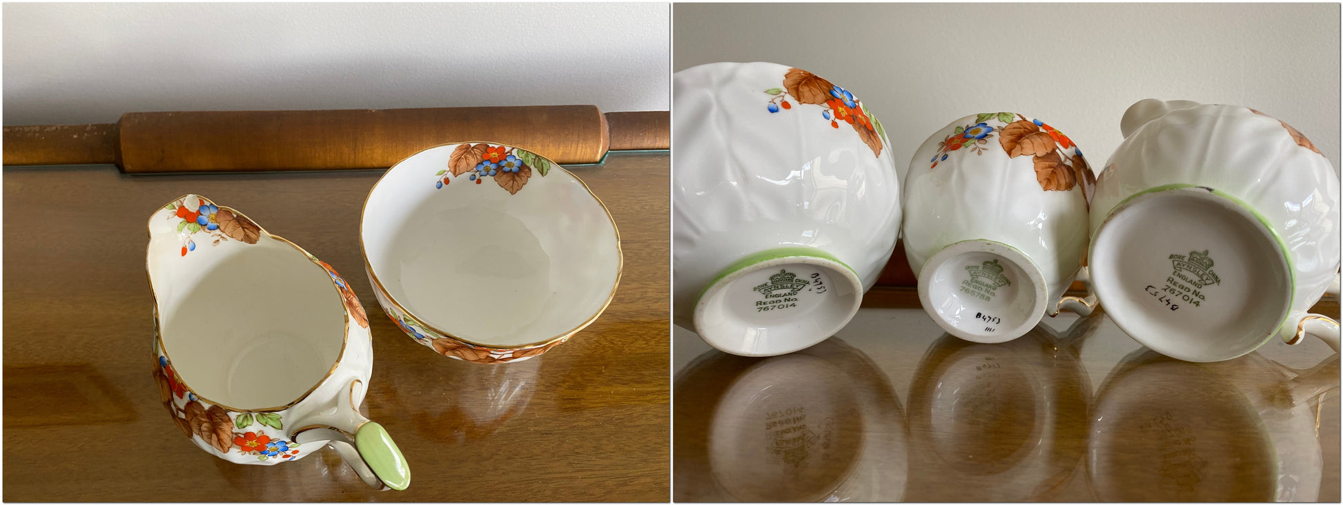 Rare 1940's AYNSLEY Bone China Four-Place Partial Coffee Service