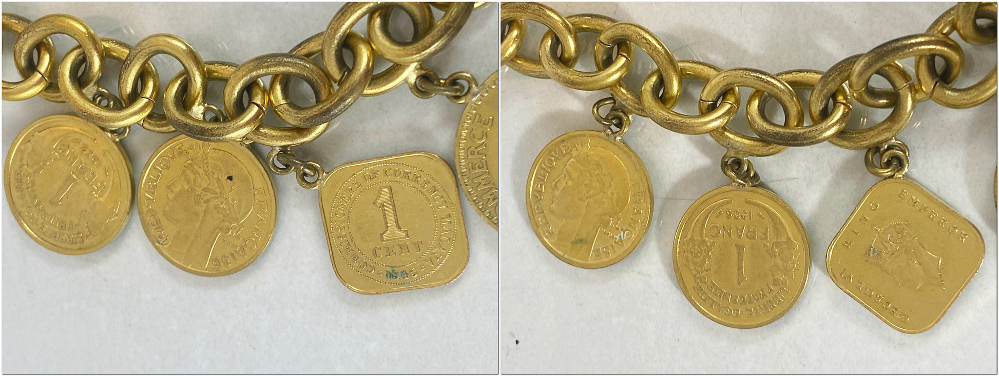 Vintage Gold-Tone Old Coins Charm Necklace - Busy Bowerbird