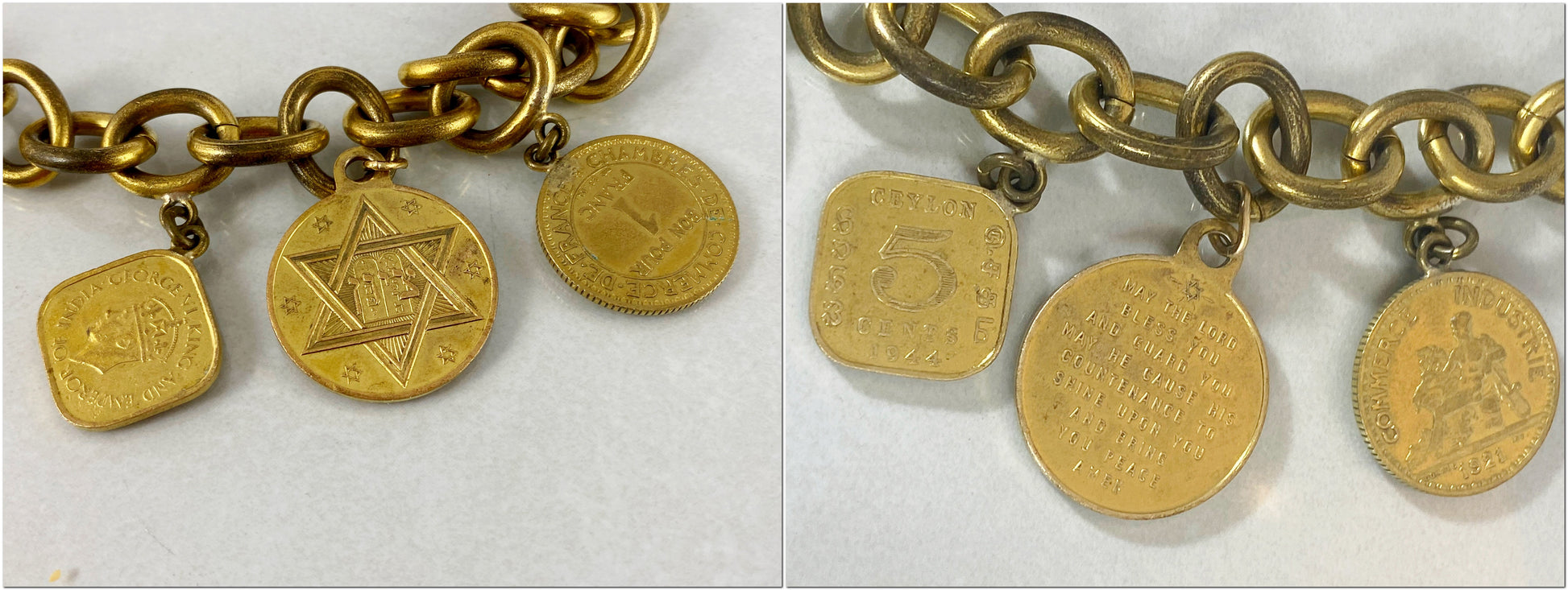 Vintage Gold-Tone Old Coins Charm Necklace - Busy Bowerbird