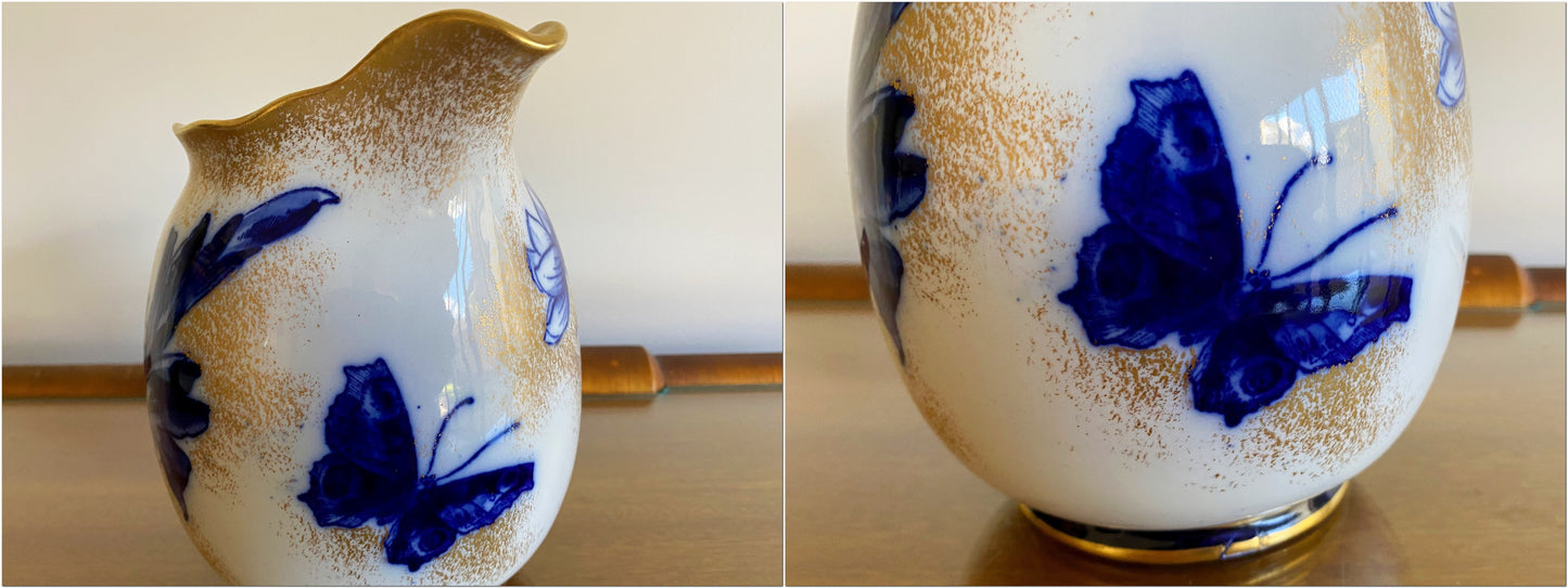 Antique ROYAL DOULTON 'Blue Iris and Butterfly' Jug |Rare! - Busy Bowerbird