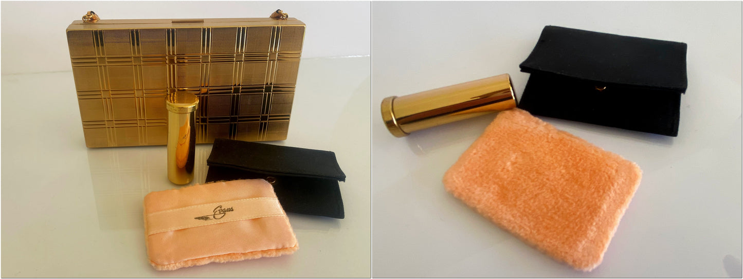 1957 EVANS Gold-Toned Mini Makeup Clutch Purse | Original Box & Tag - Busy Bowerbird