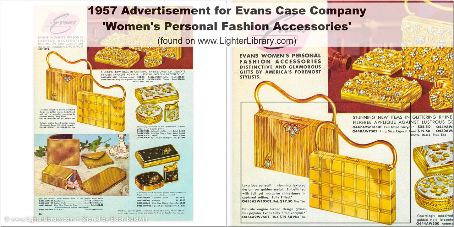 1957 EVANS Gold-Toned Mini Makeup Clutch Purse | Original Box & Tag - Busy Bowerbird