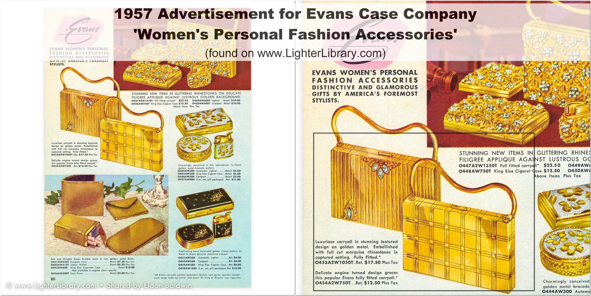 1957 EVANS Gold-Toned Mini Makeup Clutch Purse | Original Box & Tag - Busy Bowerbird