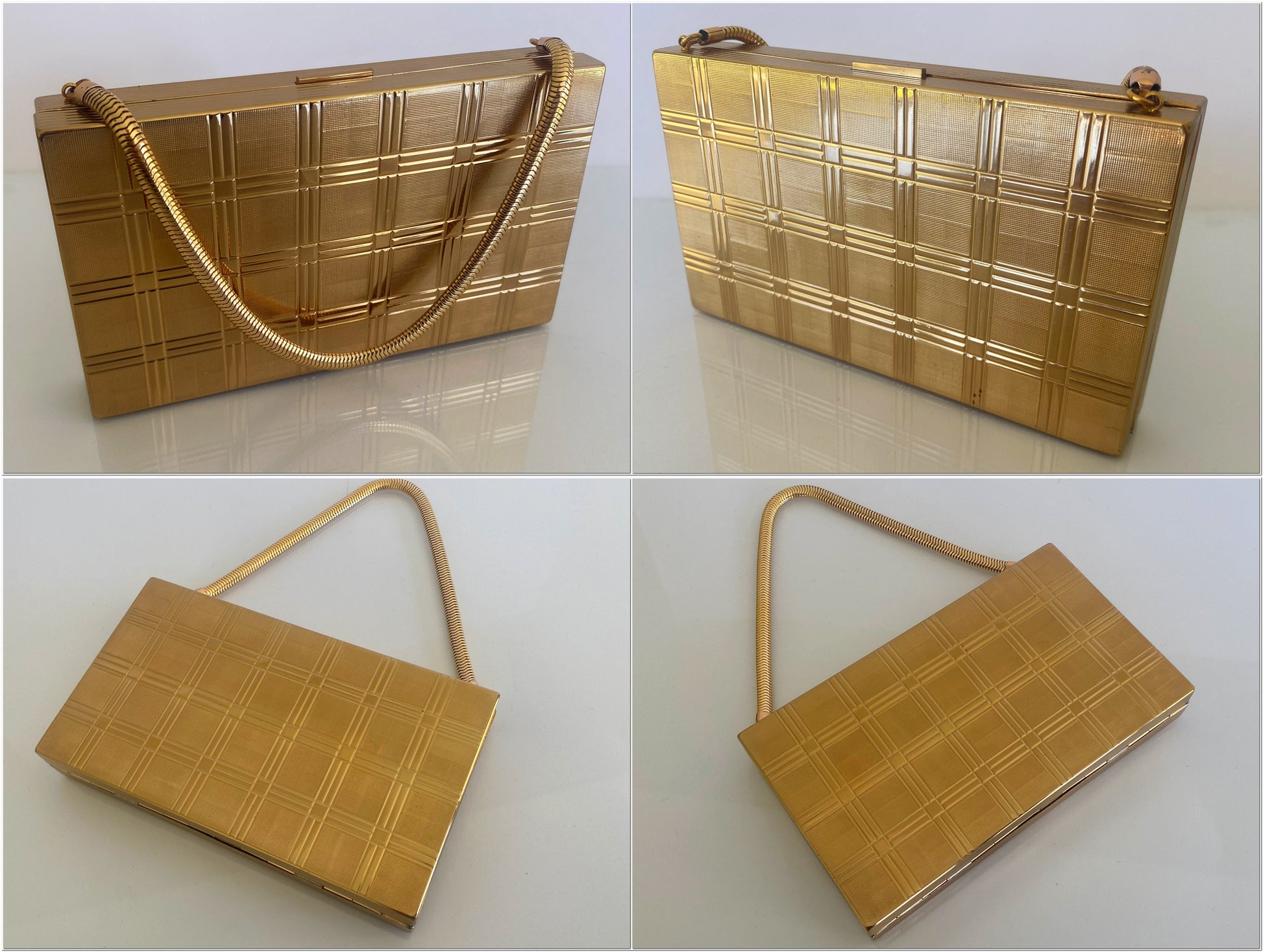 1957 EVANS Gold-Toned Mini Makeup Clutch Purse | Original Box & Tag - Busy Bowerbird