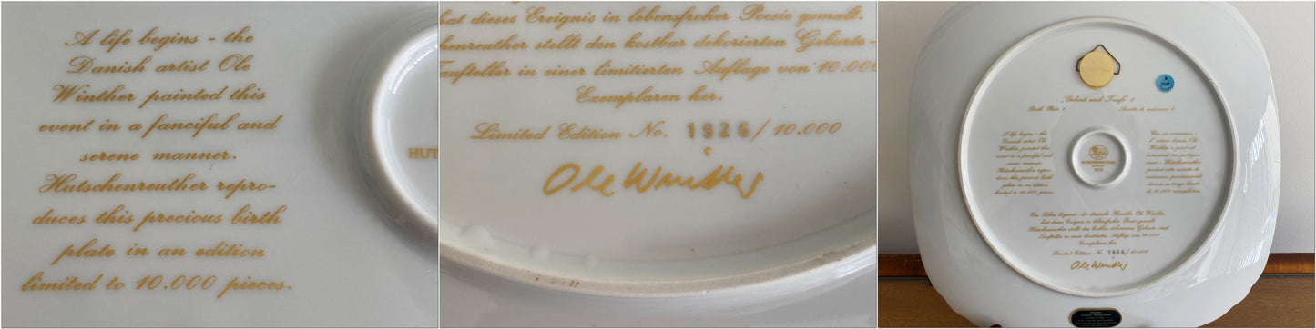 'Birth and Christening' Plate | Ole Winther for Hutschenreuther - Busy Bowerbird