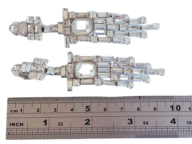 1970s WILLIAM DE LILLO Huge Diamante Chandelier Earrings | Highly Collectible