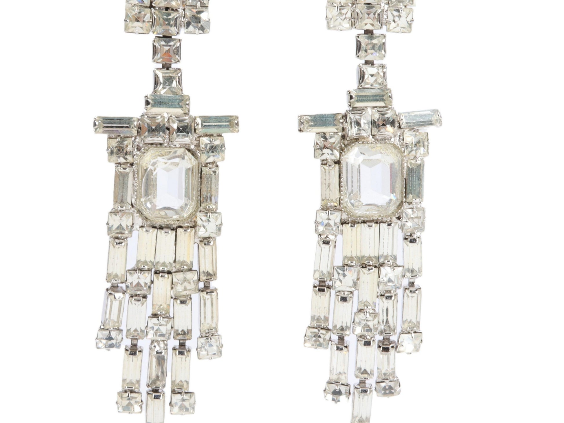 1970s WILLIAM DE LILLO Huge Diamante Chandelier Earrings | Highly Collectible