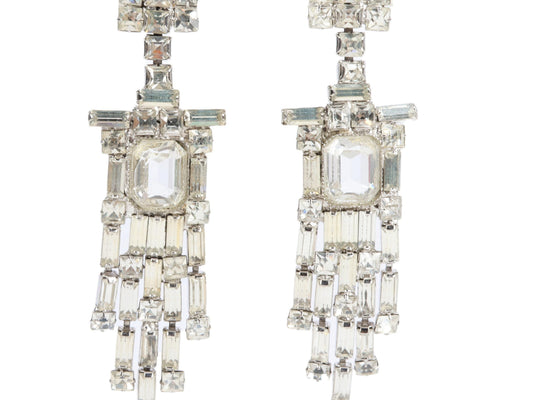 1970s WILLIAM DE LILLO Huge Diamante Chandelier Earrings | Highly Collectible - Busy Bowerbird