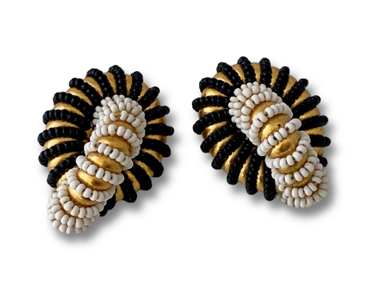 WILLIAM DE LILLO Gold Earrings with Beaded Detail 