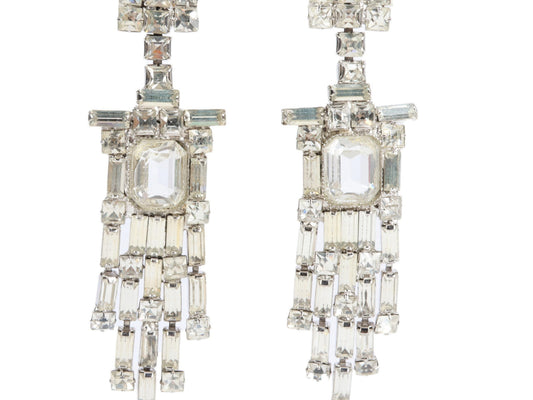 1970s WILLIAM DE LILLO Huge Diamante Chandelier Earrings | Highly Collectible