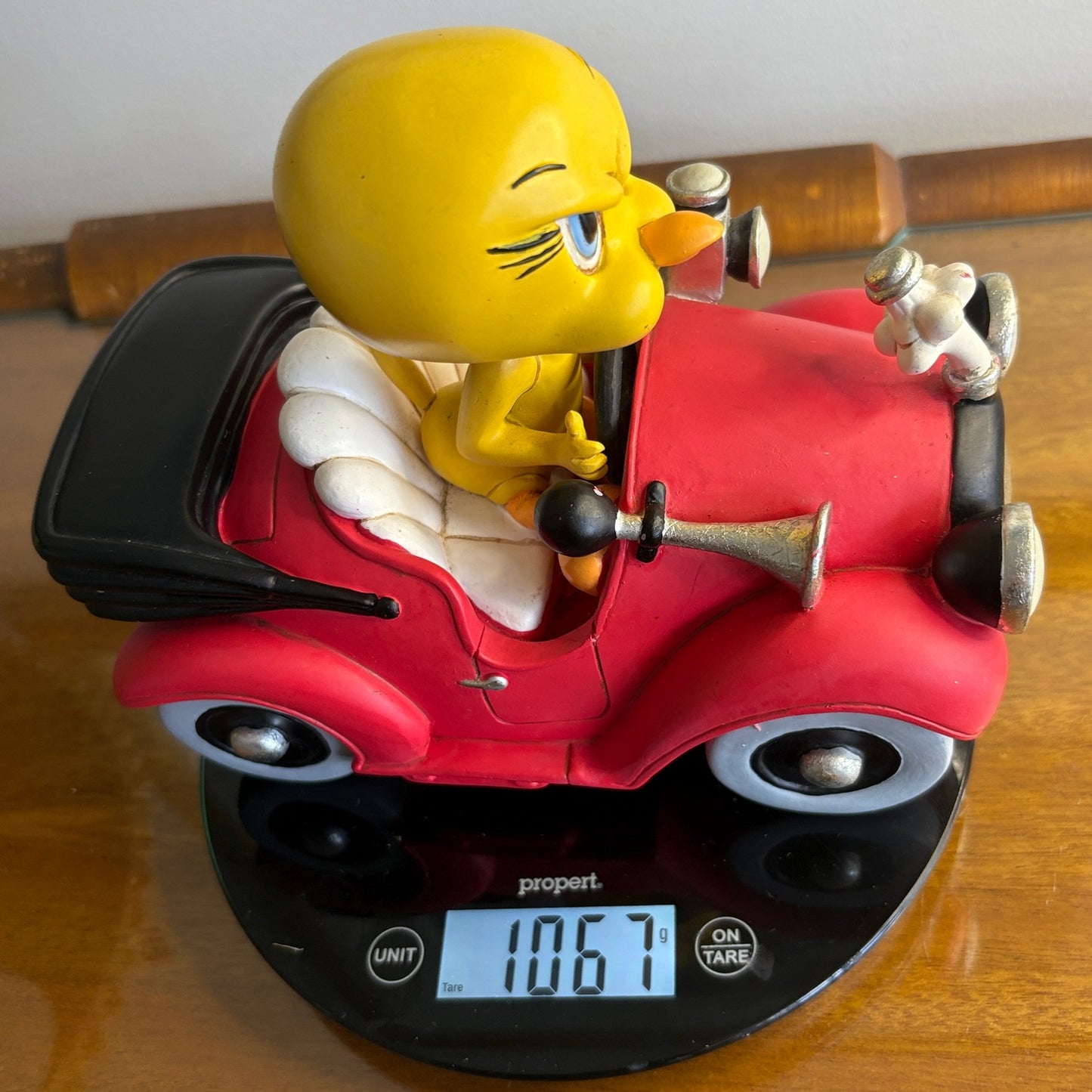 Tweety Bird in his red car