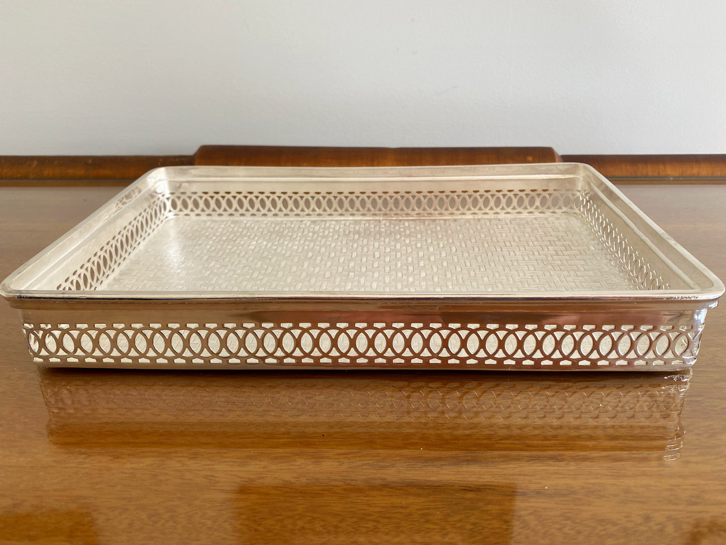 Silver-Plated GAINSBOROUGH Concorde Serving Tray with Pierced Gallery - Busy Bowerbird